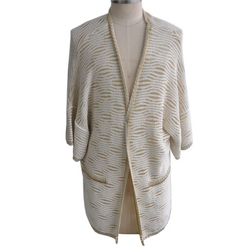 100%Cotton Lurex Women Cardigan Knitwear